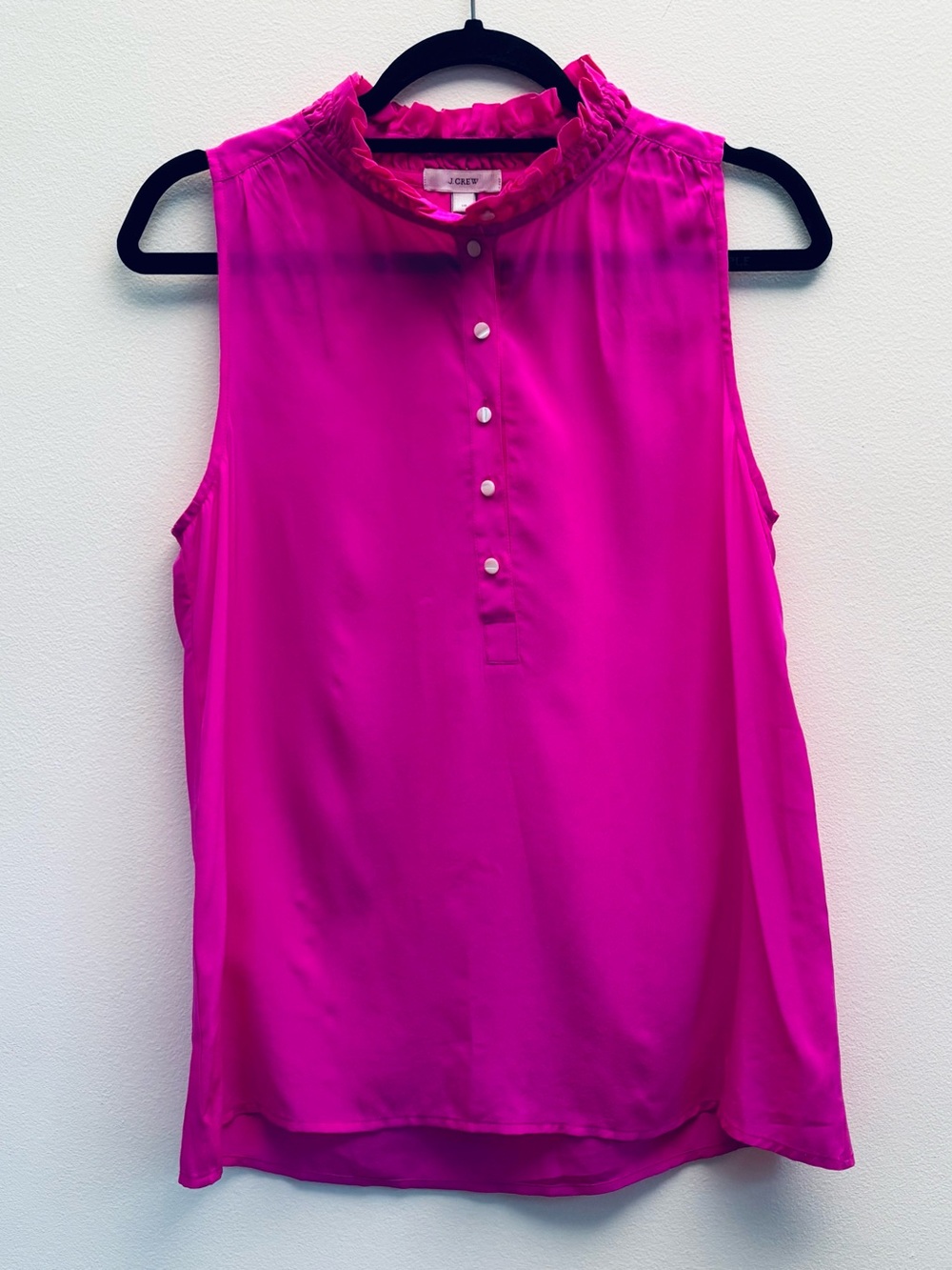 J. Crew Vibrant Fuchsia Button-Front Blouse Size 10. EXCELLENT CONDITION - Picture 6 of 6